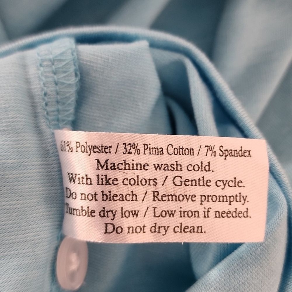 Criquet Polo Shirt Blue‎ Cotton Blend Golf Preppy Austin TX Made in Peru Medium - Picture 6 of 8